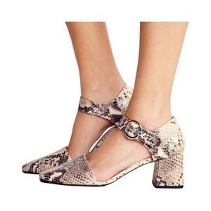 Free People Snakeskin Leather Block Heels Size 10